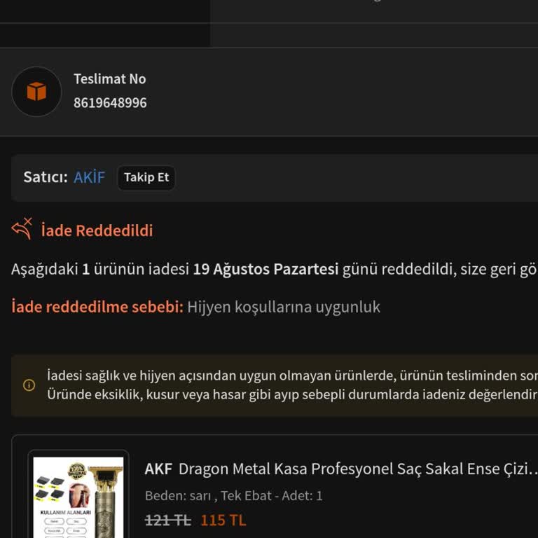 Trendyol'dan Aldığım Ürün İade Alınmıyor