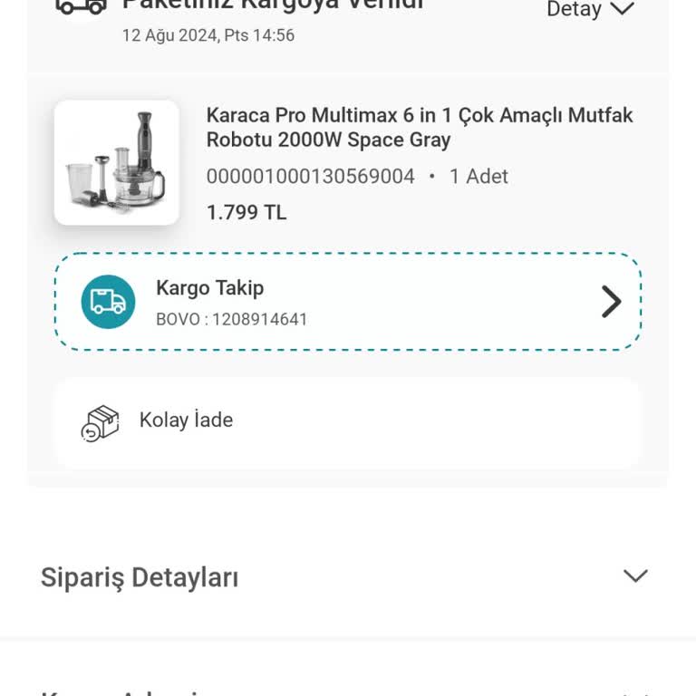 Bovo Kargo Sipariş Teslim Etmemesi Karaca