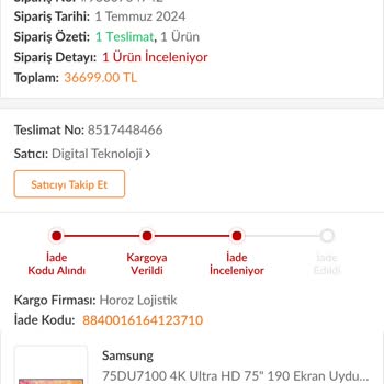 Trendyol Trendol TV İadem Günlerdir Aksatılıyor.