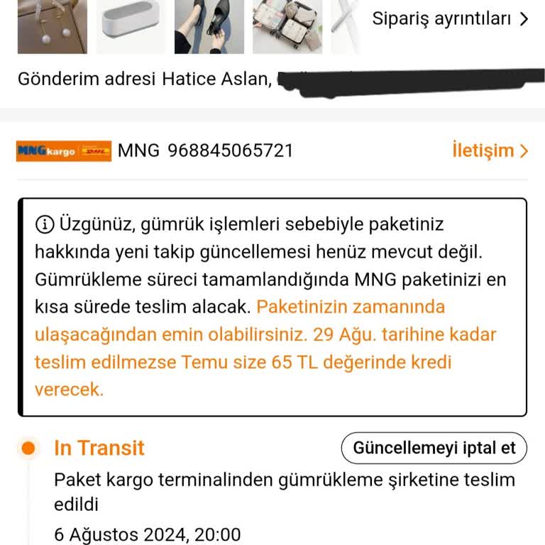 Temu Siparişi Gümrükte Bekletiliyor