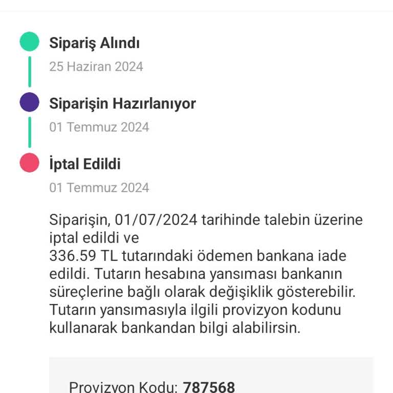 Dolap Uygulaması Ürün İptali Ücretini N İadesini Yapmadı
