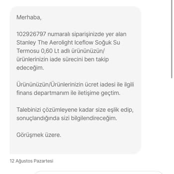Hepsiburada Stanley Termos İade Mağduriyeti