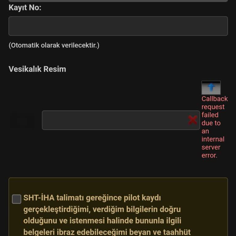 SHGM İHA Kayıt Sırasında Fotoğraf Yüklenemiyor