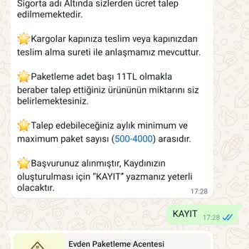 Evde Paketleme Acentesi Adı Altında Bilgilerim Alındı