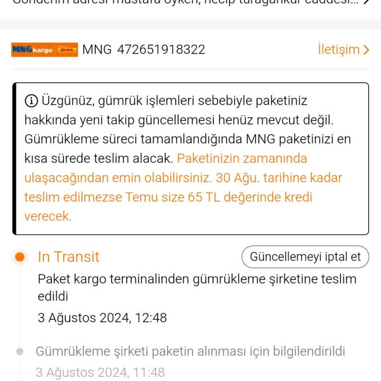 Temu Pişmanlık Ürün Gelme Sorunu + Müşteri Hizmetleri Çeviri Vasat