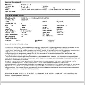 Türkiye Sigorta Mükerrer Olan DASK Poliçemi İpt Etmedi