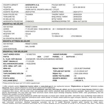 Türkiye Sigorta Mükerrer Olan DASK Poliçemi İpt Etmedi