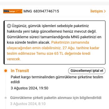 MNG Kargo MNG Gümrükten Ürünleri Teslim Alıp Müşteriye Teslim Etmiyor