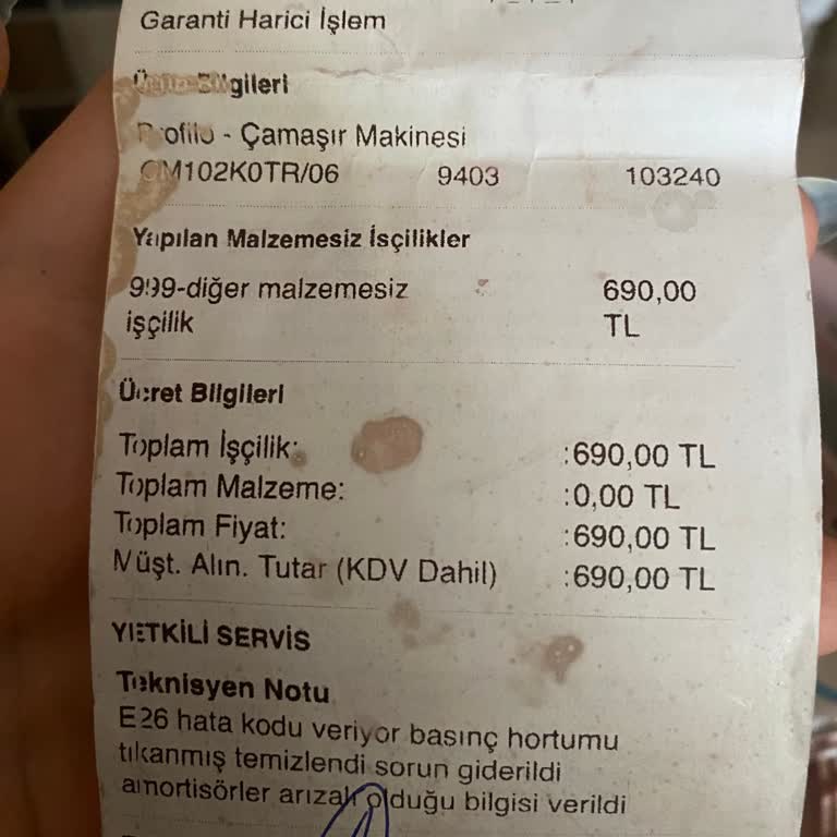 Profilo Servis Giderdiği Arıza Tekrarladı