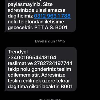 Gaziantep Şehitkamil PTT Kargo Dağıtım Teslim Olmaması