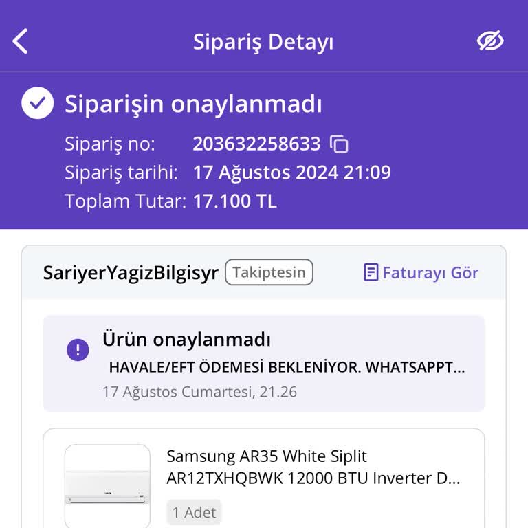 N11 Üzerinden Yapılan Klima Alışverişinde Mağduriyet