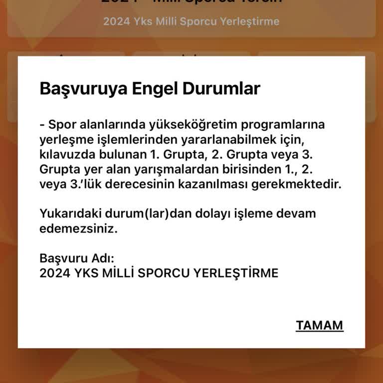 ÖSYM Milli Sporcu Tercihi Yapamıyorum