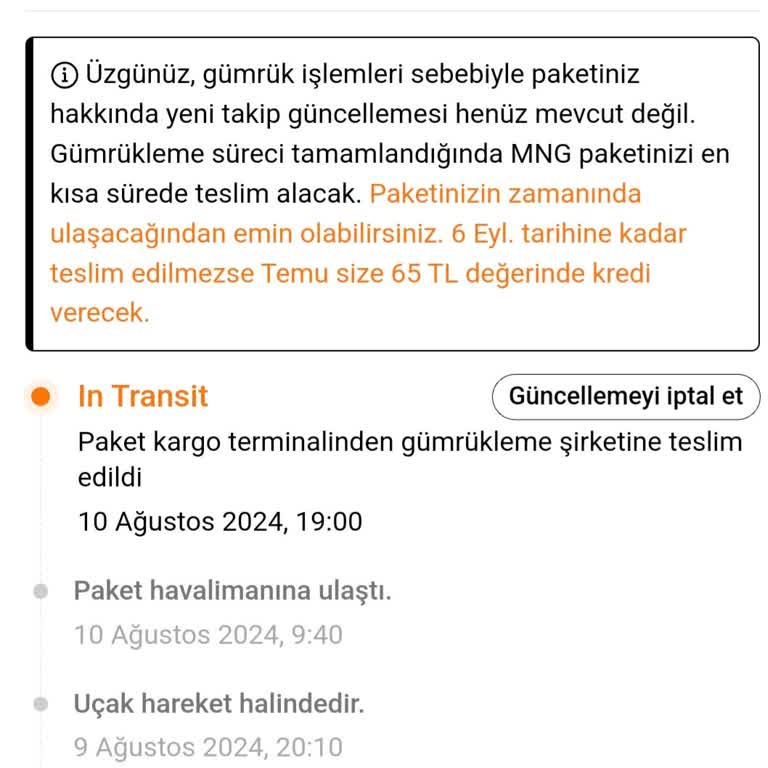 Temu MNG Kargo Gümrükten Kargoyu Teslim Almıyor