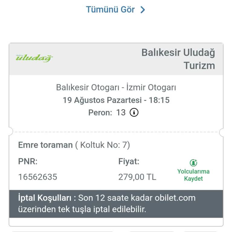 Obiletle İlgili Bilet İptali Veya İleri Tarihe Erteleme