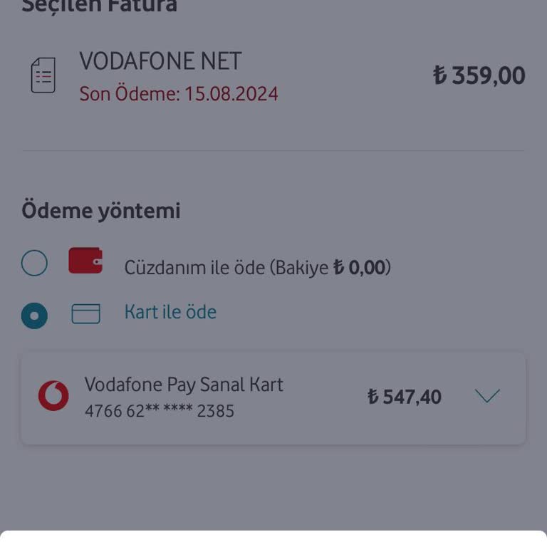 Vodafone Pay Fatura Ödeme Sorunu