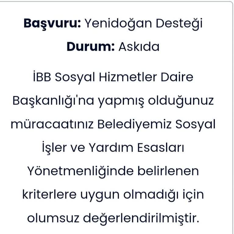 İBB Yardım Paketi Başvurum Haksızca Reddedildi