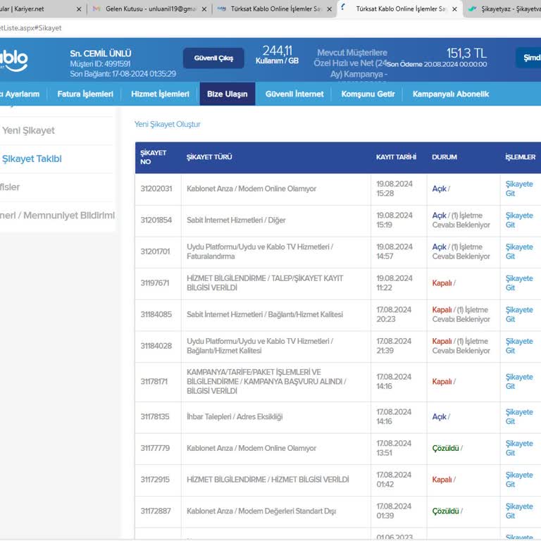 Kablo Net Yanlış Adres Güncellemesi Nedeniyle İnternet Kesintisi