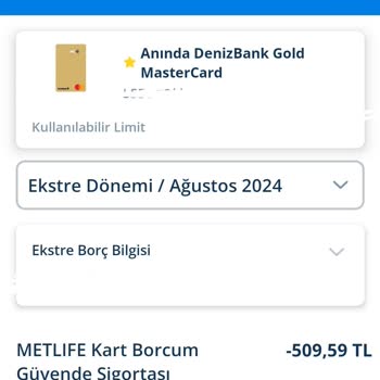Denizbank Tarafından Kredi Kartımdan Çekilen Metlife Sigorta İptali