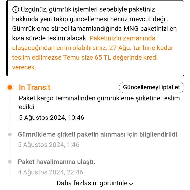 Temu Gümrükten Kargom Gelmiyor