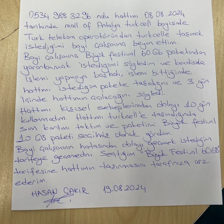 Yanlış Paket Seçimi Nedeniyle Hattım Yanlış Taşındı