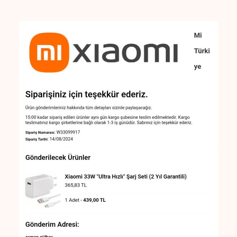 Xiaomi Sipariş Kargo Gelmedi