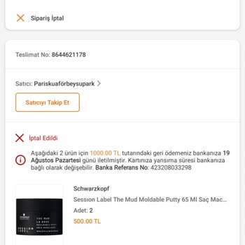 Trendyol Ürün İptali Hk.