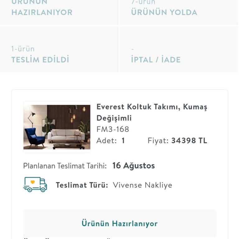 Vivense'den Alınan Ürünlerin Zamanında Teslim Edilmemesi