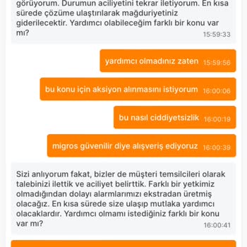Migros Sanal Market Ürünler 24 Saattir Teslim Edilmedi.