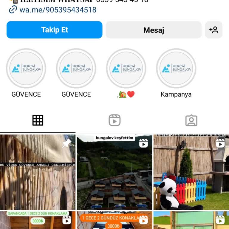 Hercai Bungalov Sapanca'da Sahte Bungalov Paylaşımı Yapan Instagram Sayfası