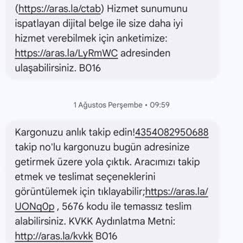 Aras Kargo Dağıtım Bölgesi Sorunu Ve Müşteri Hizmeti Şikayeti