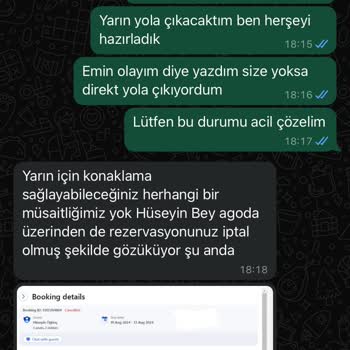 Agoda Benden Habersiz Otel İptali Yapmış