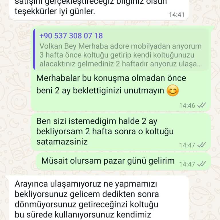 Bursa Adore Mobilyanın Tehdit Mesajı Ve Teşhir Ürün Satması