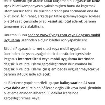 Pegasus Bilet İade Kampanyasını Uygulamıyor