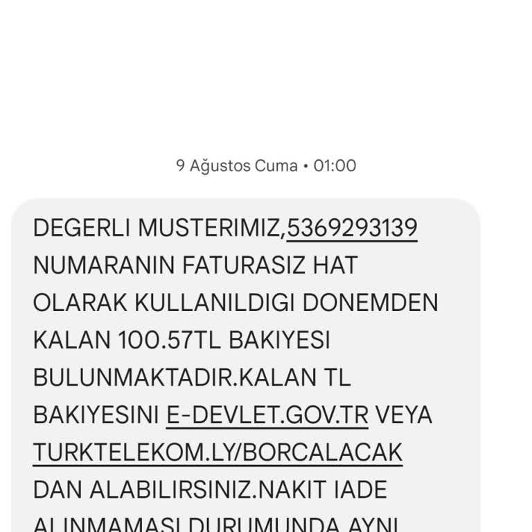 Türk Telekom Alacaklıyım Bakiyemi Verin (100) ₺