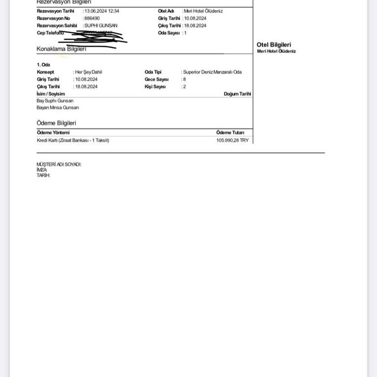 Hotel Meri İademi Derhal Yap