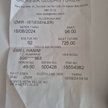 Uludağ Turizm İzmir-İstanbul Seferi Kırık Koltuk