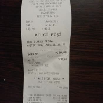 Yemeksepeti Online Siparişte Bilgi Fişi Kesilmesi