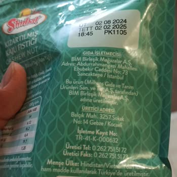 Simbat Kuruyemişten Yabancı Cisim Çıktı