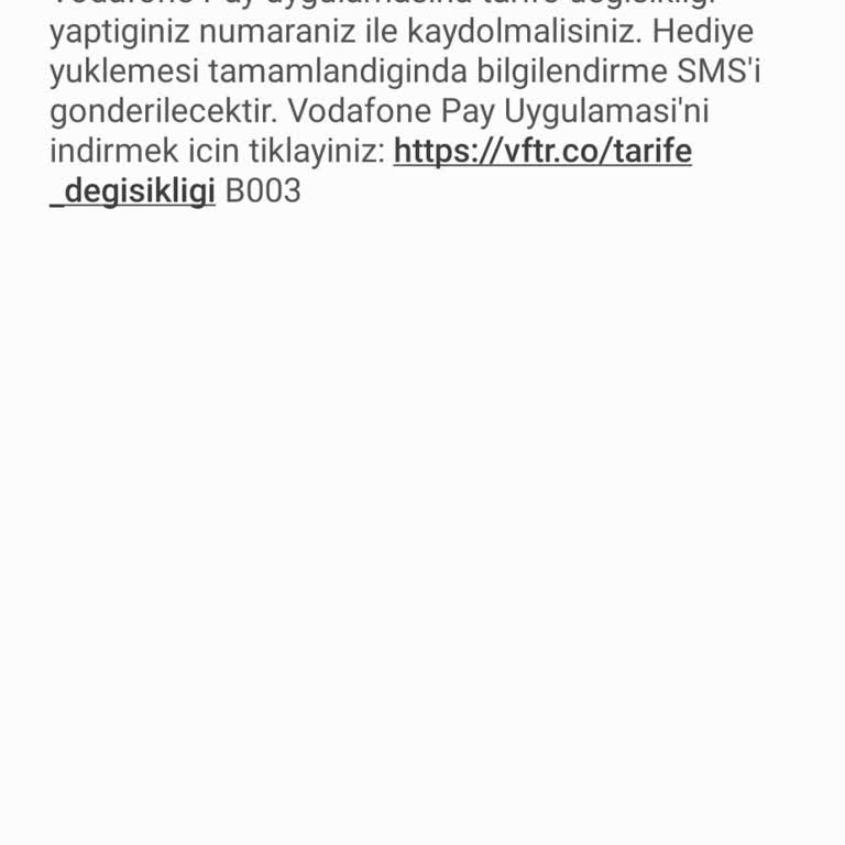 Vodafone Pay Vodafone Tarife Değişikliği Hediye