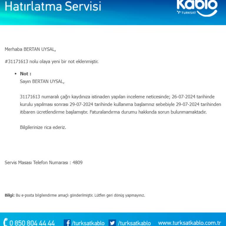 TÜRKSAT /Kablo Net Pişmanlığı