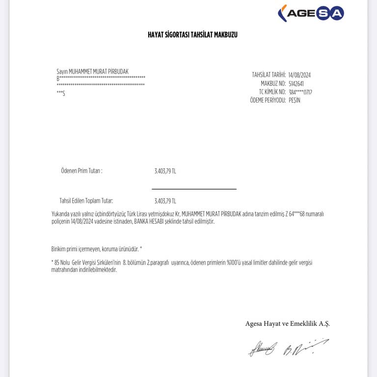 Akbank Agesa Bireysel Kredili Poliçe İlk Pirim Tahsilatı