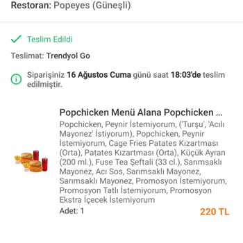Trendyol Yemek Eksik Ürün Ve İade Sorunu Yaşadım