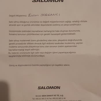 Salomon Supercross Değişim Talebim