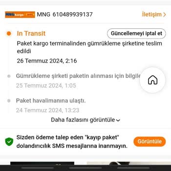 MNG Kargo Temu Gümrükleme Şirketine Teslim Edildi