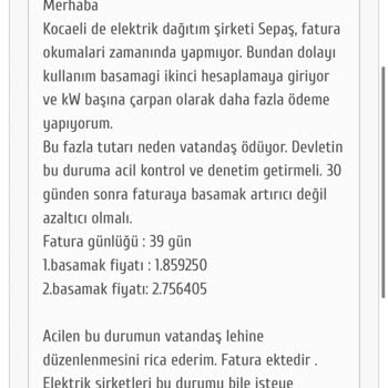 Sepaş Enerji Fatura Dönemleri Uzatılarak Yüksek Fatura Kesiliyor