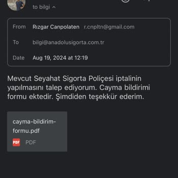 Anadolu Sigorta Seyahat Sigortası İptali