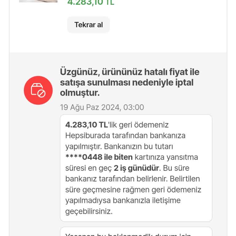 Hepsiburada İşine Gelmeyince İptal Ediyor