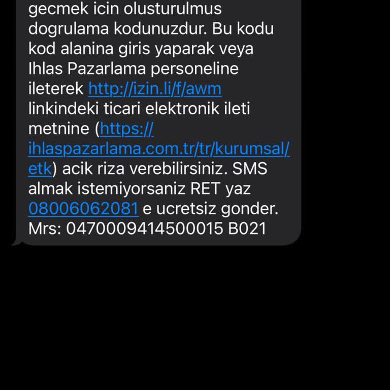 İhlas Pazarlama Yapılmayan Alışverişin Onay Kodunu Gönderiyor