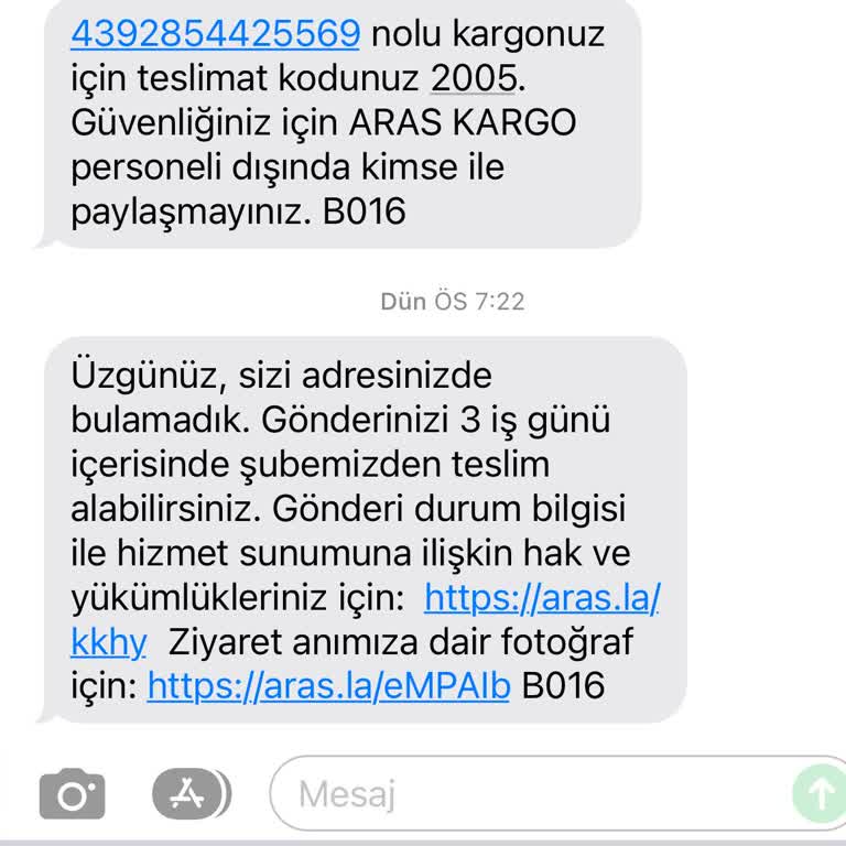 Aras Kargo Paketim Önceden Haber Vermedikleri İçin Geri Döndü Saygısızca