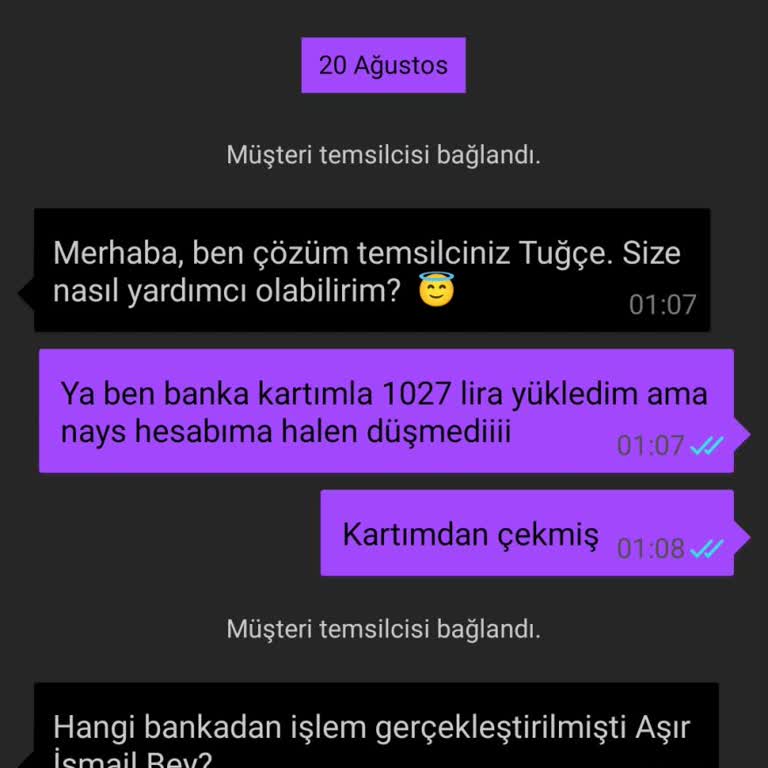 Nays İş Bankası Debit Kart Uygulamasında Para Yükleme Sorunu